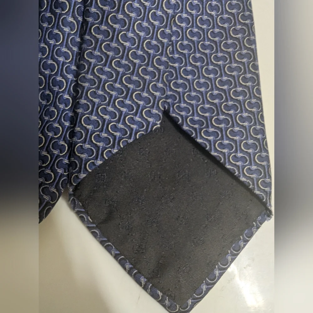Gucci Blue Silk Printed Tie